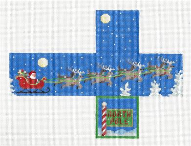 Dash Away All - Stitch Painted Needlepoint Christmas Stocking Canvas