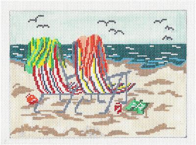 Seaside Summer Sail handpainted 18 mesh Needlepoint Canvas by Needle  Crossingss