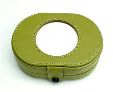 Accessories ~ Needle Case ~ Full Grain Green Leather Needle Case magnetic  for Needlepoint Canvas by LEE