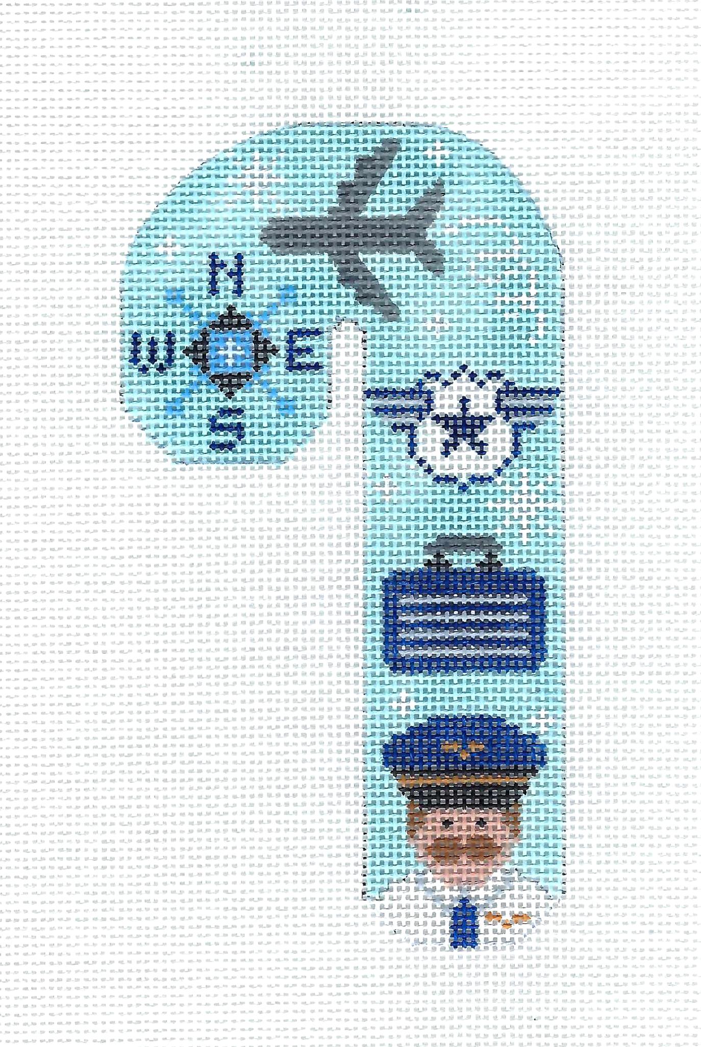 Candy Cane ~ Airline Pilot Med. Candy Cane handpainted Needlepoint Canvas  by CH Designs ~Danji