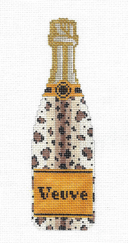 Veuve Champagne Bottle in Louis Vuitton Check Design handpainted  Needlepoint Canvas by C'ate La Vie