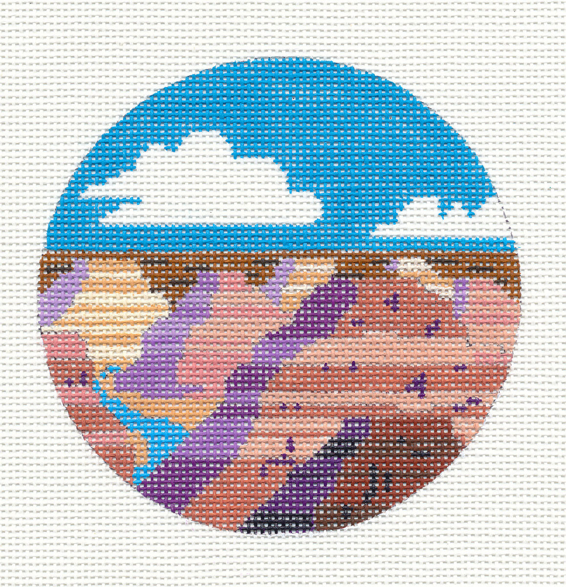 Travel Round ~ ARIZONA Desert Scene Destination handpainted 4 Needlepoint  Canvas by Painted Pony