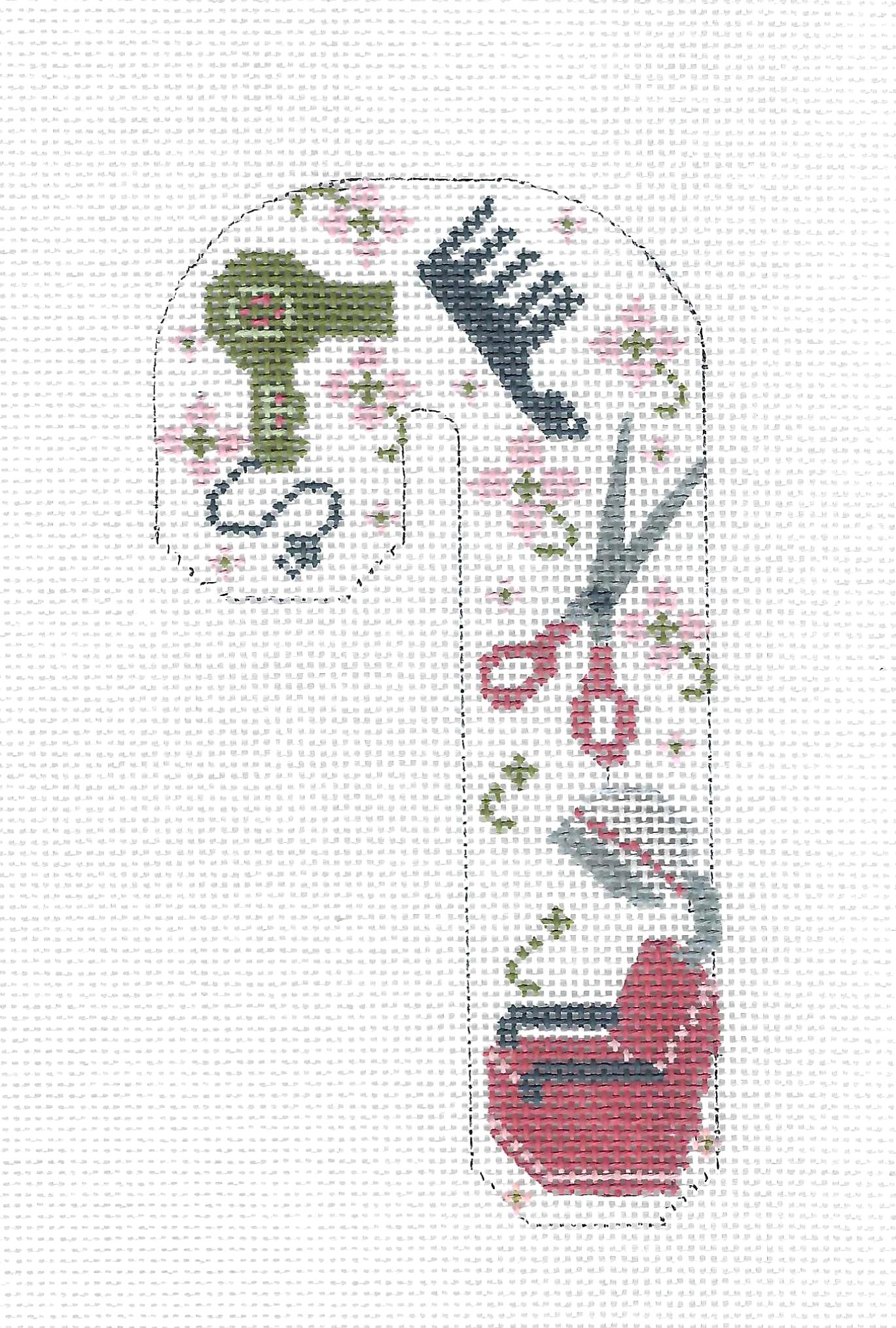 Candy Cane ~ Knitter's Needles, Tools & Yarn Medium Candy Cane handpainted  Needlepoint Canvas CH Design from Danji