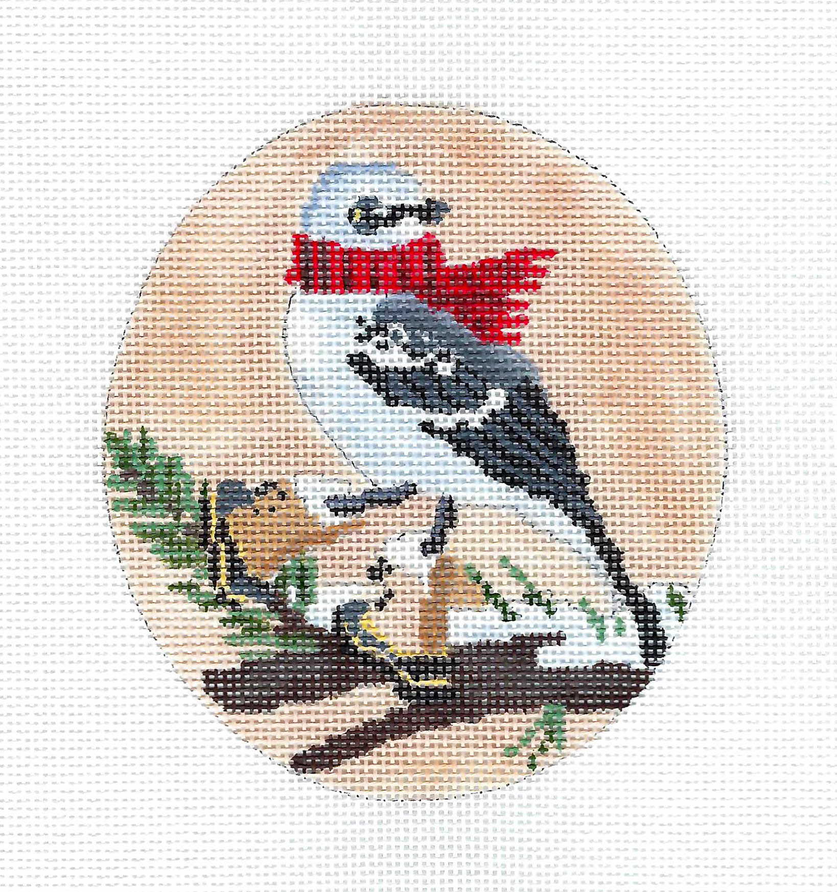 Bird Canvas ~ Mockingbird in Boots & Scarf Ornament Hand Painted