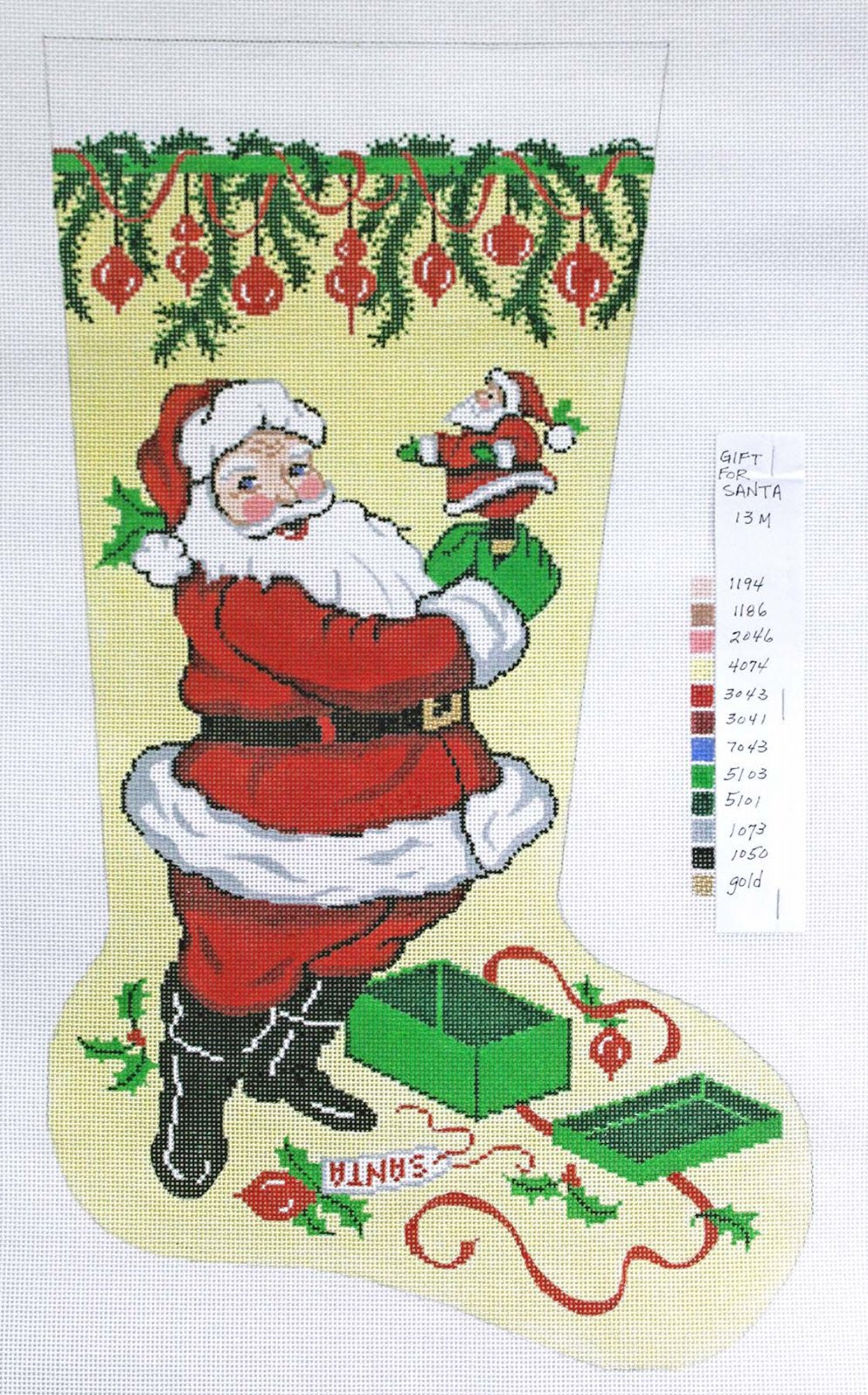 Stocking - Nutcracker Christmas hand-painted needlepoint stitching