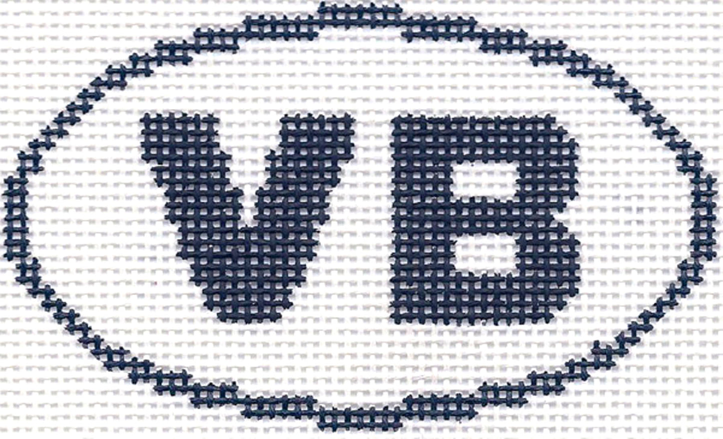 Sign Oval ~ "VB" VIRGINIA BEACH, Virginia SIGN Oval handpainted 13 Mesh Needlepoint Canvas Silver Needle