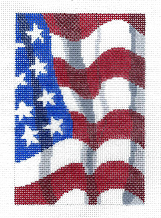 Insert ~ "USA" Patriotic AMERICAN FLAG handpainted 18 Mesh "BC Insert" Needlepoint Canvas from LEE