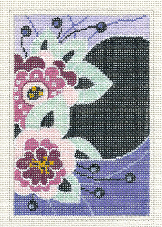 Insert ~ "Modern Floral Design" handpainted "BC INSERT" 18 Mesh Needlepoint Canvas by LEE