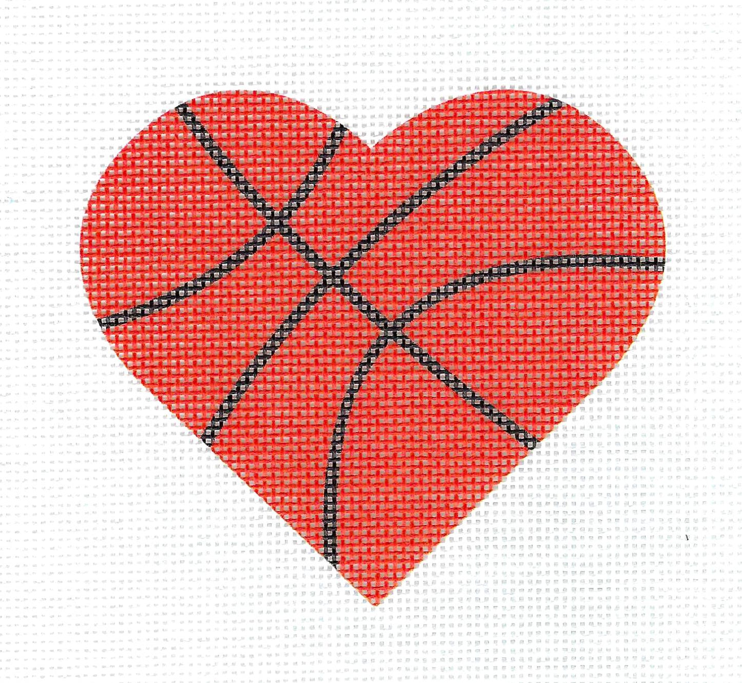 Sports ~ BASKETBALL HEART Sports handpainted 18 Mesh Needlepoint Ornament Canvas by Pepperberry