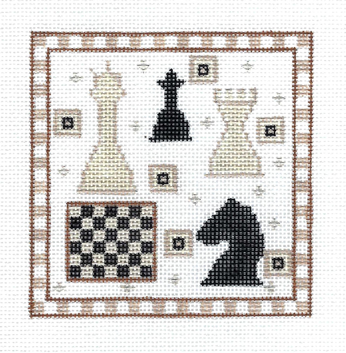 GAME of CHESS 4" Square Coaster 18 Mesh handpainted Needlepoint Canvas by CH Designs from Danji