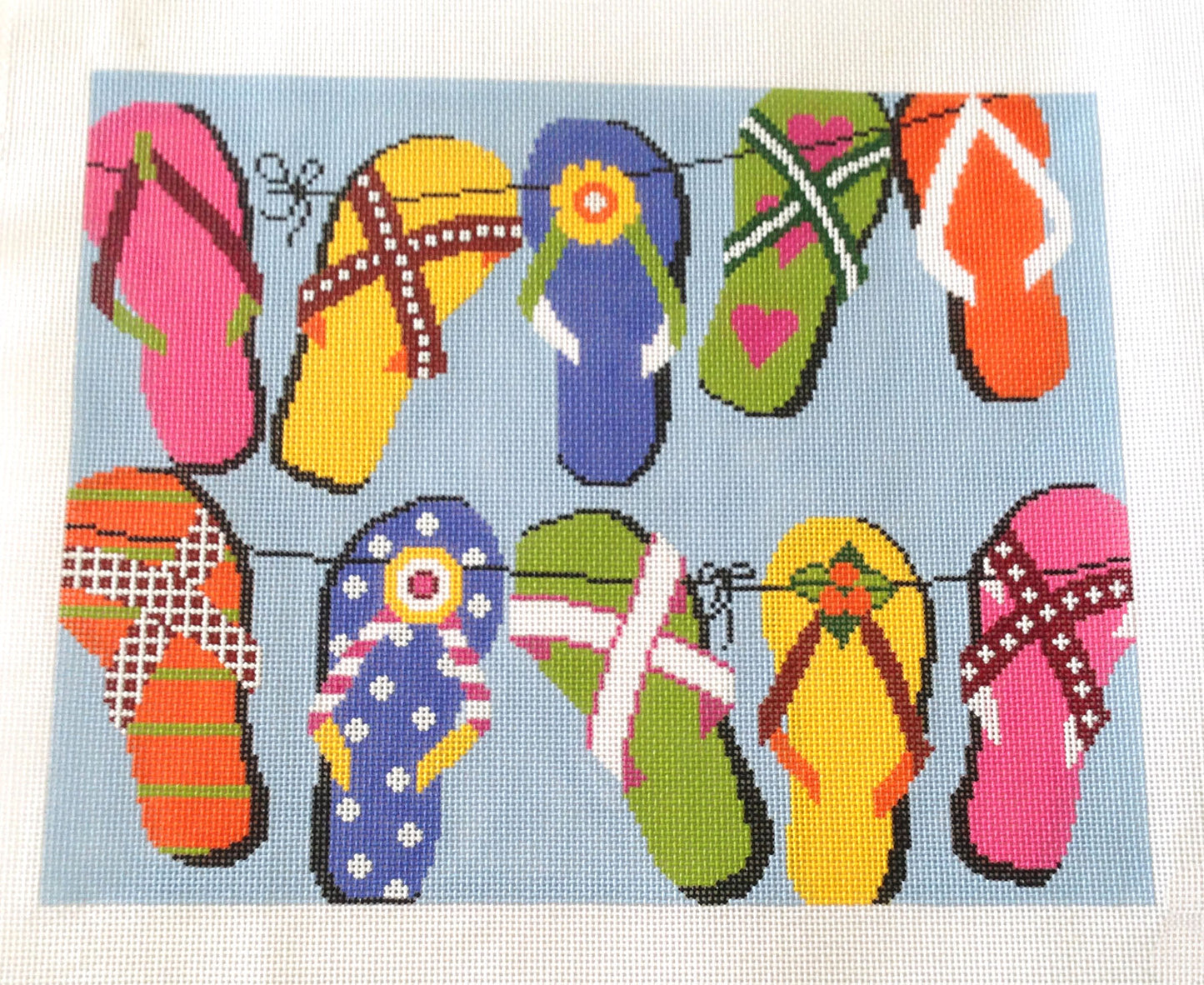 Canvas Insert ~ Flip Flop Sandals LG. handpainted 18 Mesh "BF" Series Needlepoint Canvas By LEE