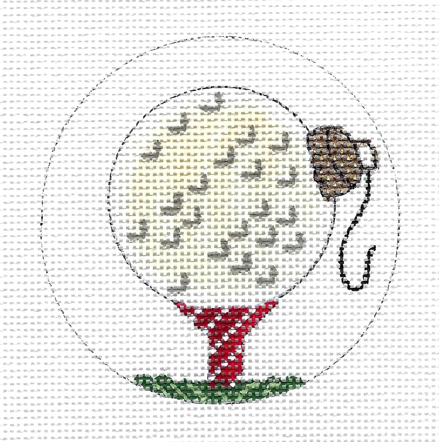 Sports ~ Golf Ball on a Tee handpainted 4" Round 18 mesh Needlepoint Canvas by Alice Peterson