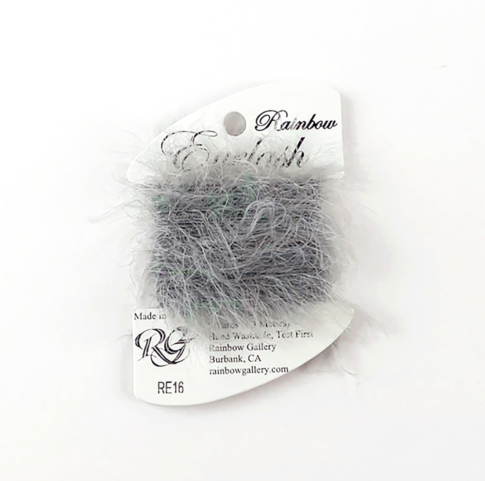 EYELASH Stitching Fiber GRAY #RE16  8 Yard Card Needlepoint Thread by Rainbow Gallery