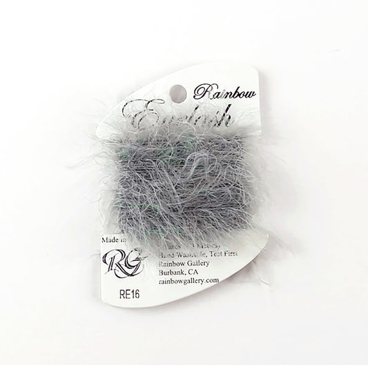 EYELASH Stitching Fiber GRAY #RE16  8 Yard Card Needlepoint Thread by Rainbow Gallery