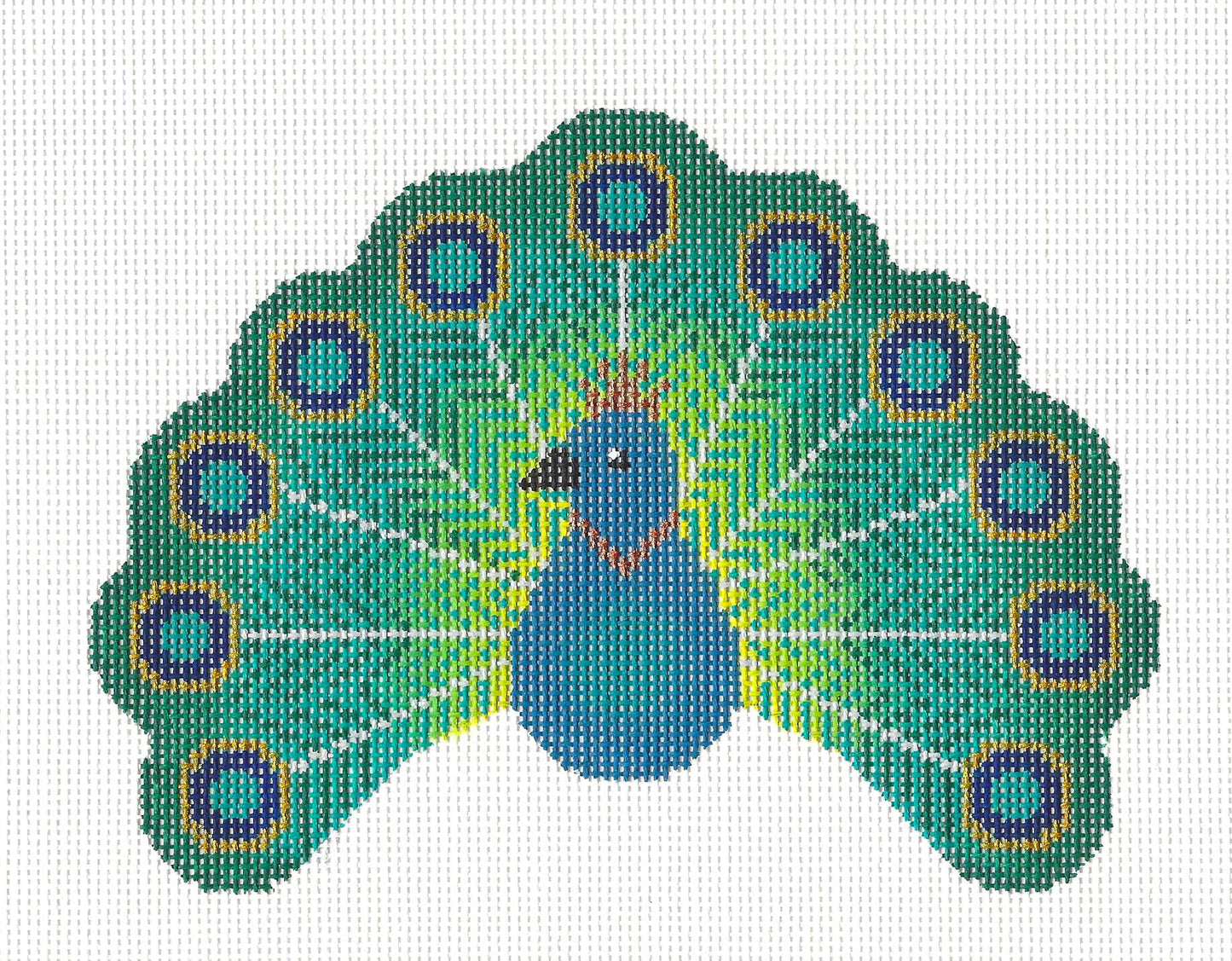 Bird ~ Elegant PEACOCK handpainted 18 Mesh Needlepoint Ornament Canvas by JP Needlepoint