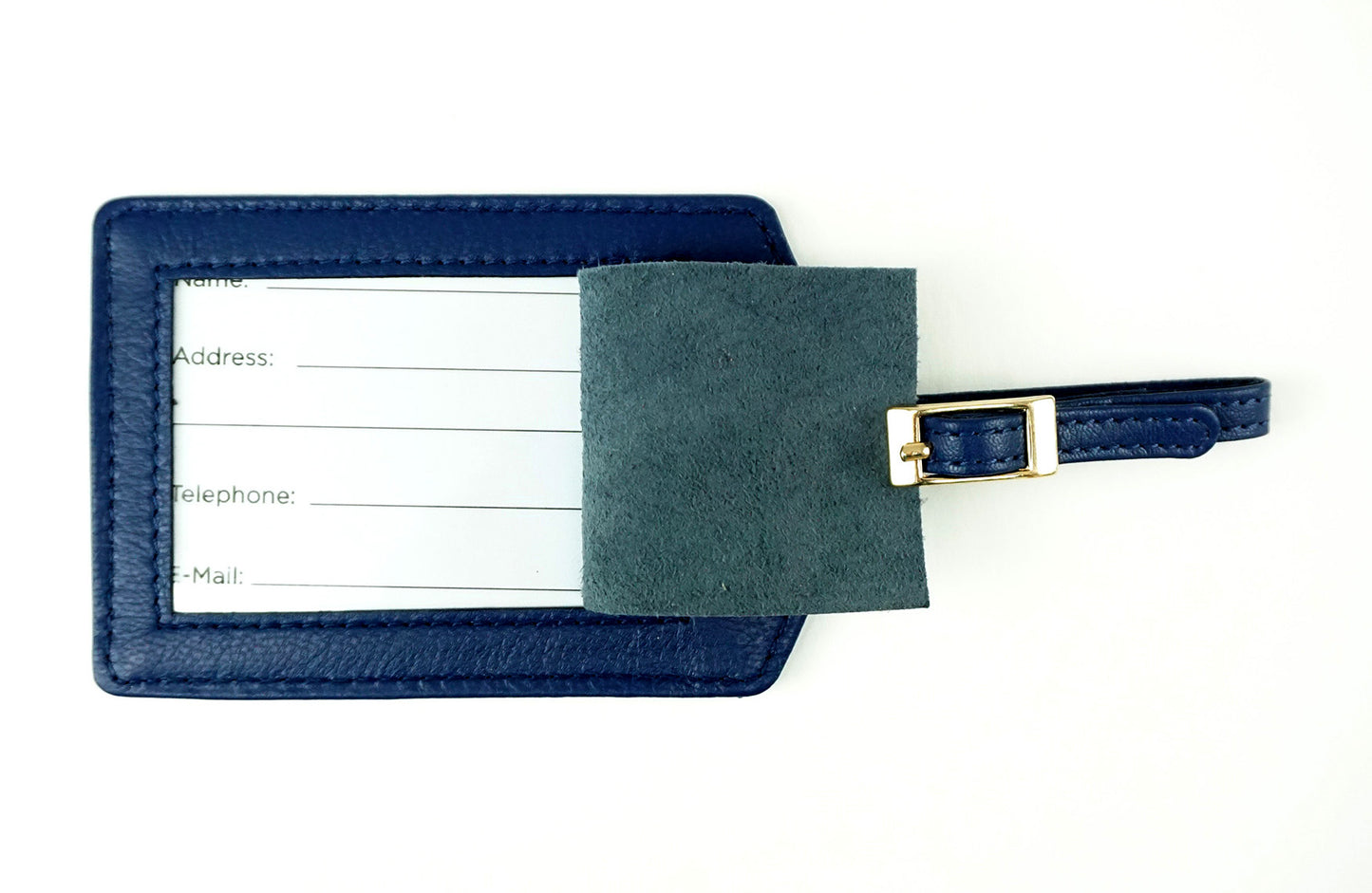 Accessory ~ Premium Navy Blue Leather Planet Earth Luggage or ID TAG for a Needlepoint Canvasee