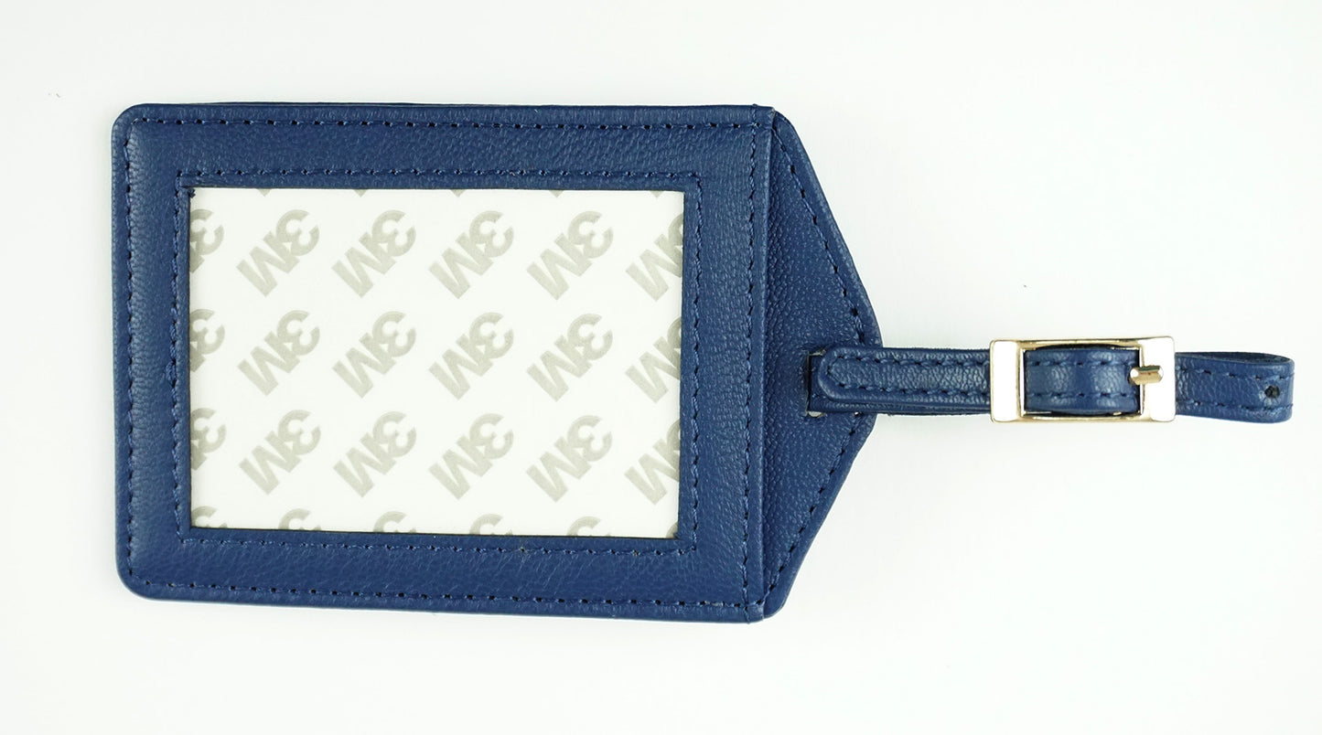 Accessory ~ Premium Navy Blue Leather Planet Earth Luggage or ID TAG for a Needlepoint Canvasee