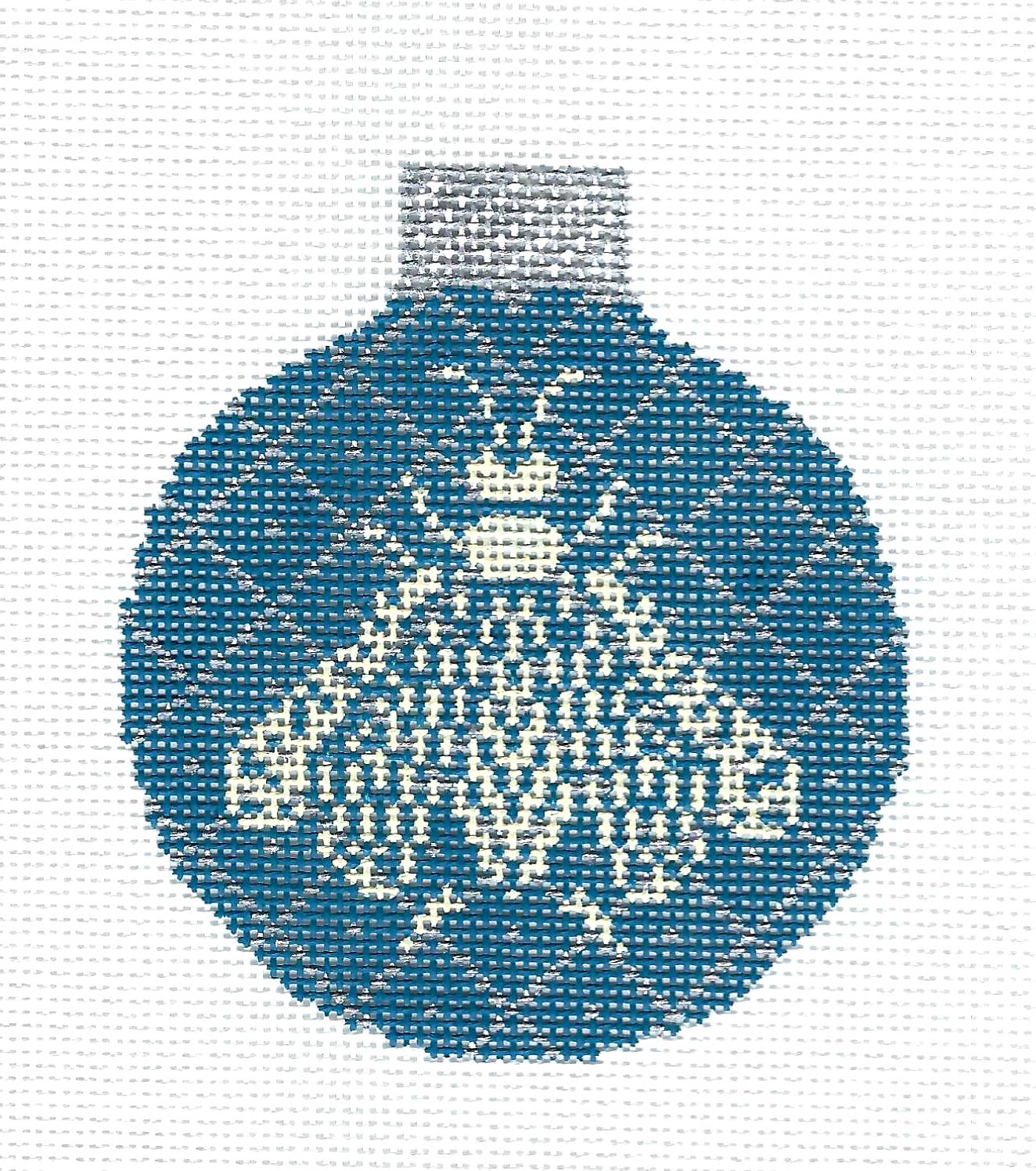 Napoleon's Bee in Cream on Wedgewood Blue Ornament handpainted 3.5" Needlepoint Canvas by Whimsy and Grace