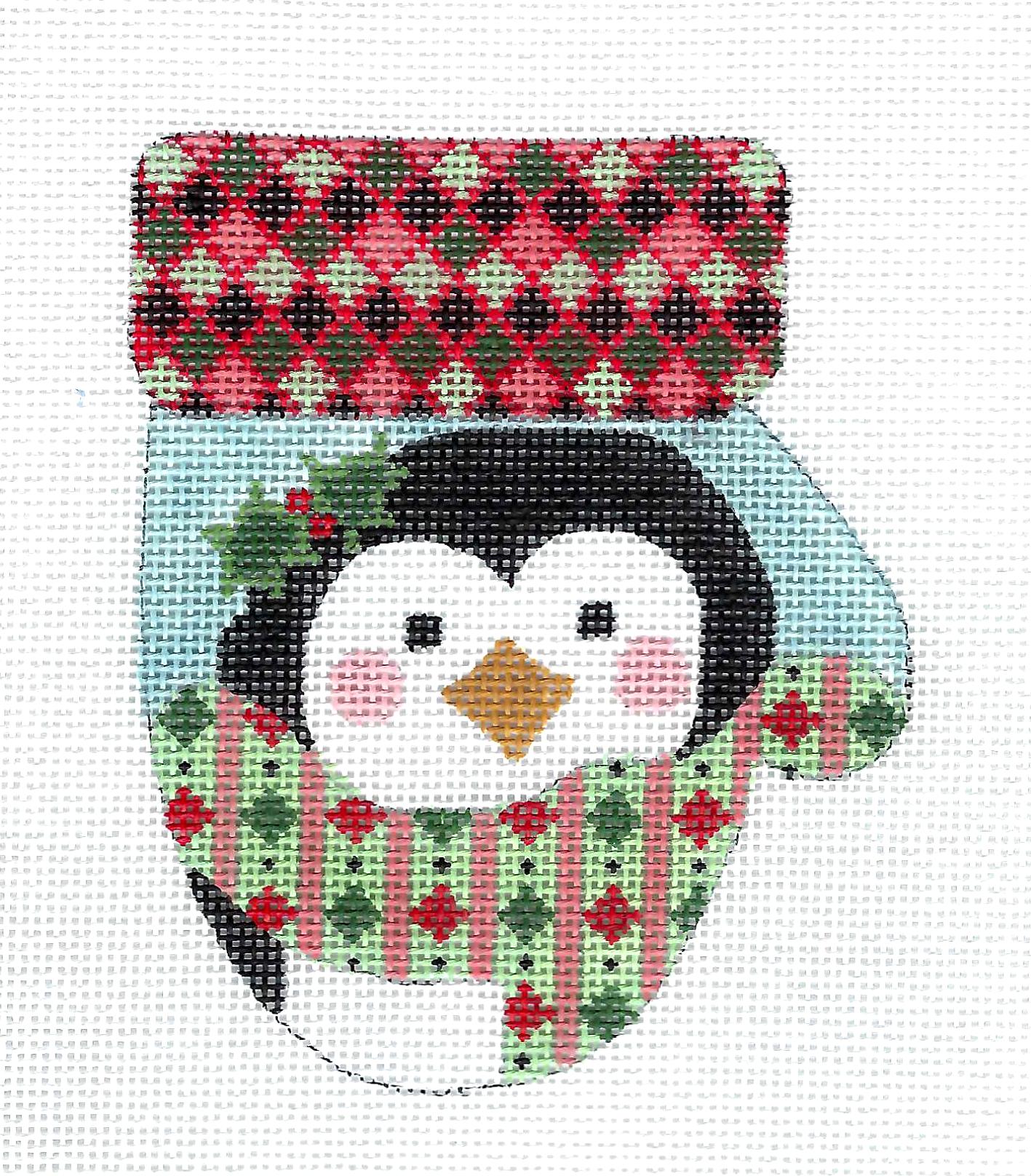 Mitten ~ Holiday Penguin Mitten Ornament on Handpainted Needlepoint Canvas by CH Designs from Danji