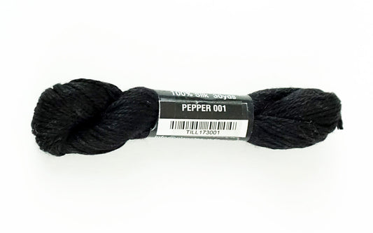 Pepper Pot SILK  #001 "Pepper Black" Single Ply Needlepoint Stitching Thread by PEPPER POT SILK