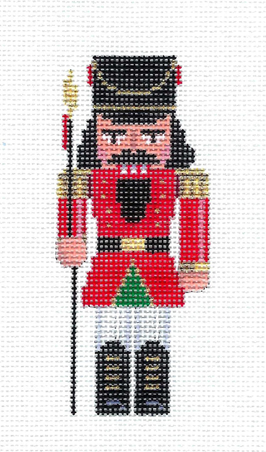 Nutcracker ~ Nutcracker Guard in Red Mini 4" Tall Ornament handpainted Needlepoint Canvas by Susan Roberts