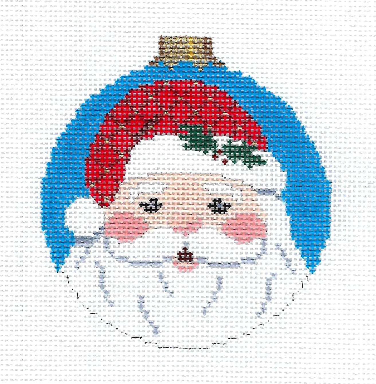 Christmas ~ Santa's Jolly Face Ornament 18 mesh  handpainted Needlepoint  by Susan Roberts