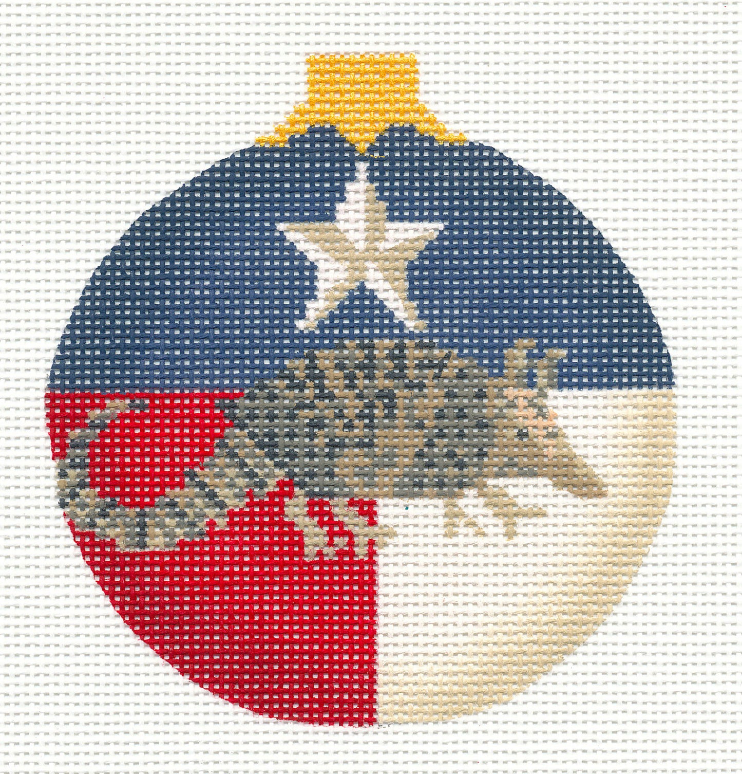 Kelly Clark Canvas ~ TEXAS  LONESTAR  & ARMADILLO Ornament handpainted 18 Mesh Needlepoint Ornament Canvas by Kelly Clark