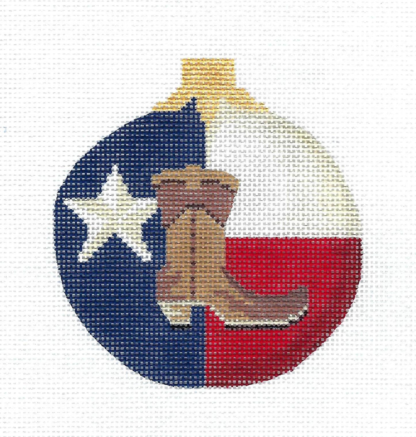 Kelly Clark Canvas ~ TEXAS  LONESTAR  & BOOT Ornament handpainted 18 Mesh Needlepoint Ornament Canvas by Kelly Clark