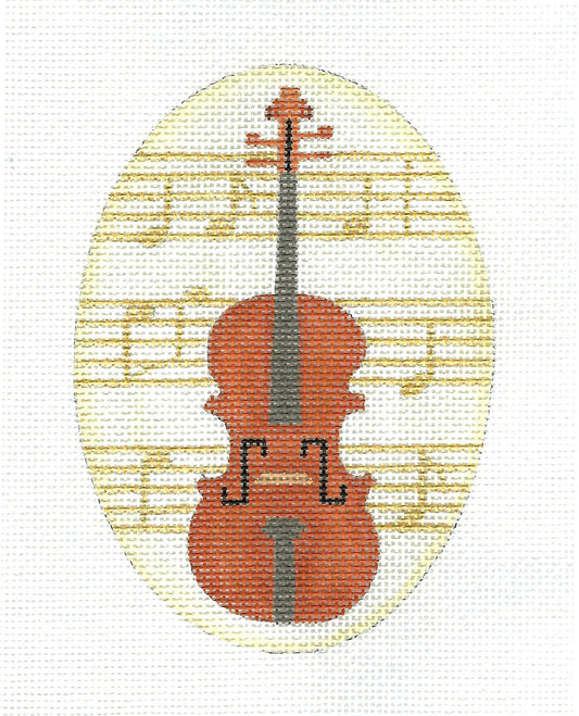 Violin and Music Oval Ornament 18 Mesh handpainted Needlepoint Canvas by Raymond Crawford