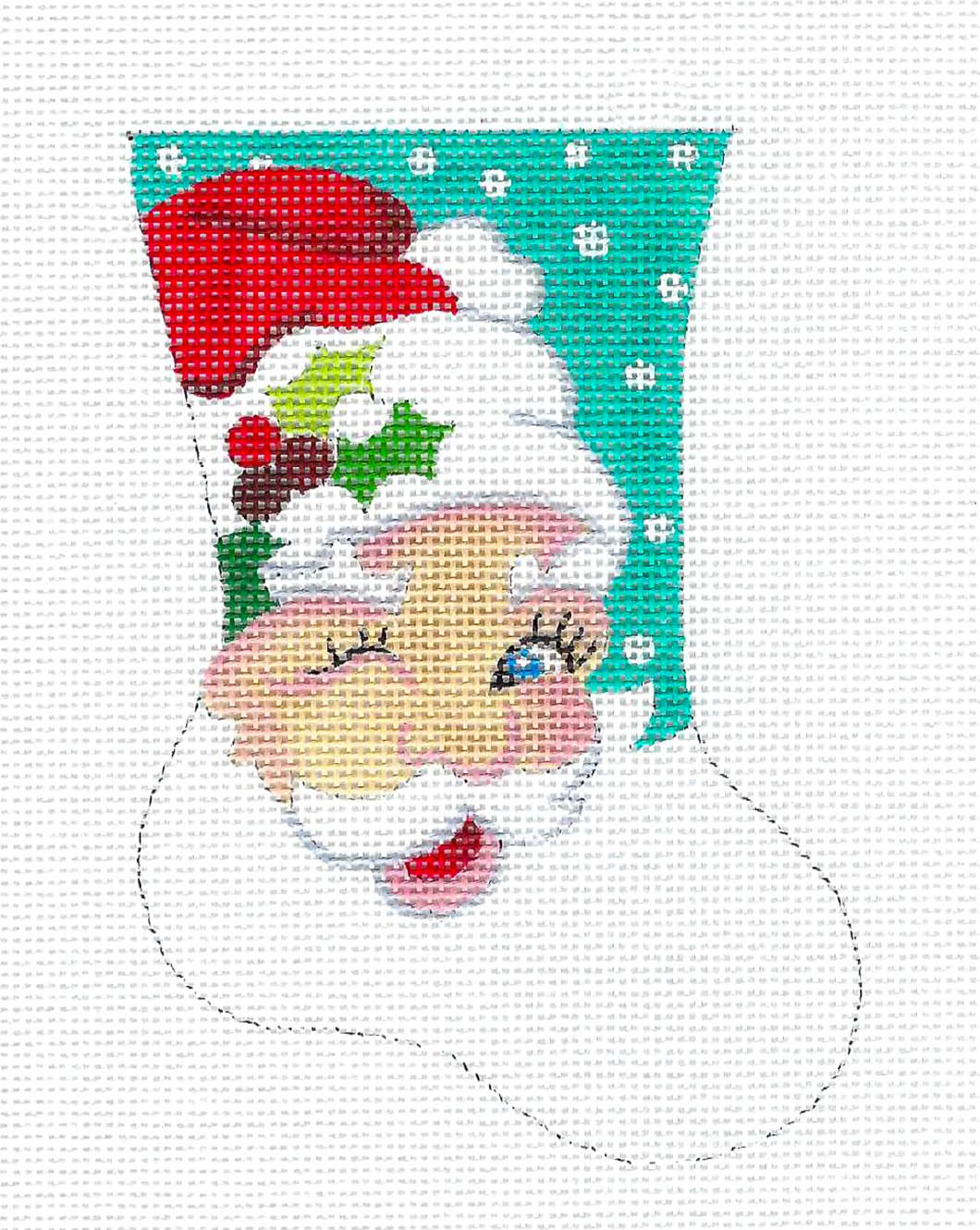 Winking Santa Mini Stocking Ornament 18 Mesh handpainted Needlepoint Canvas by Raymond Crawford