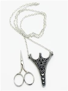 Chatelaine Set ~ Filigree Heart Chatelaine Necklace with Embroidery Scissors SET from England