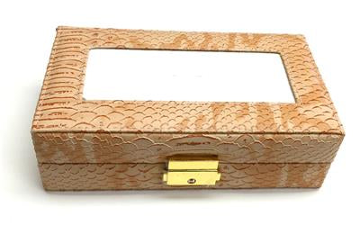 Leather Jewelry Box ~ TAN Leather Jewelry Box with Interior Compartments for Needlepoint Canvas by LEE