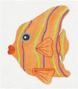 Fish ~ Orange Tropical FISH handpainted Needlepoint Canvas by Raymond Crawford