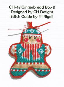 Gingerbread Boy #3 Needlepoint Canvas Ornament and Stitch Guide by Danji Designs