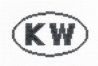 Sign Oval ~ "KW" KEY WEST, FLORIDA SIGN Oval handpainted 13 Mesh Needlepoint Canvas Silver Needle