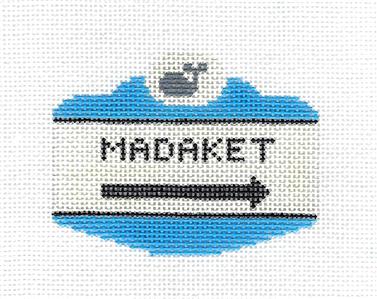 Travel Sign ~ MADAKET, MASS. NANTUCKET ISLAND SIGN handpainted Needlepoint Canvas by Silver Needle