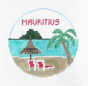 Travel Round ~ MAURITIUS ISLAND handpainted Needlepoint Canvas by Kathy Schenkel