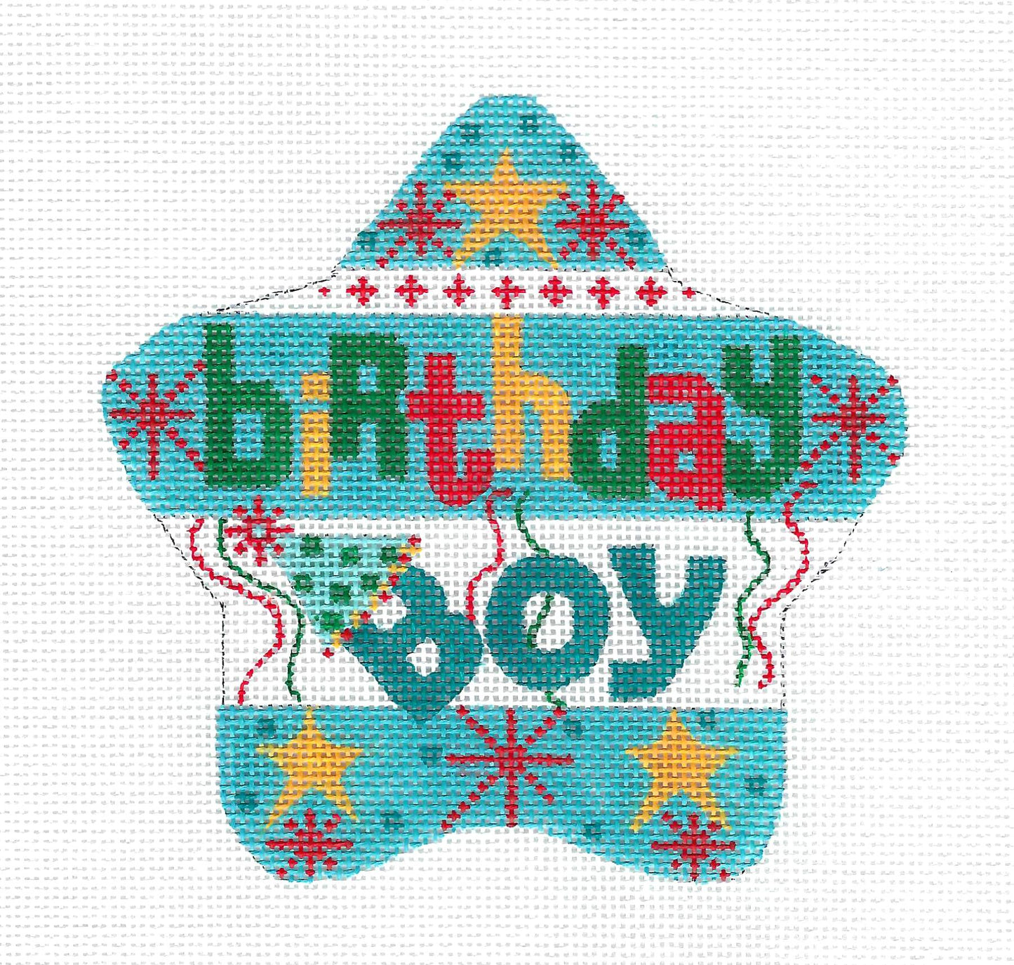 Children's ~ BIRTHDAY BOY STAR! Celebration on handpainted 18 Mesh Needlepoint Canvas by CH Designs from Danji