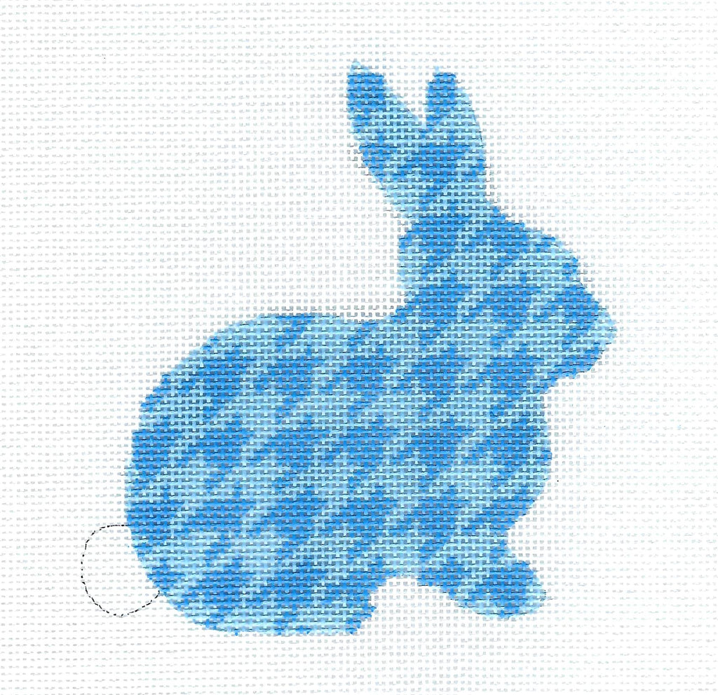 Elegant Blue Crouching Bunny Rabbit handpainted Needlepoint Ornament b ...