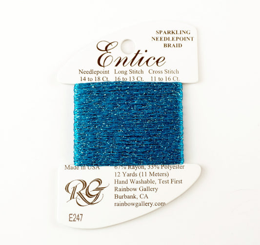 Fibers ~ ENTICE Braid #E247 "Hawaiian Ocean" Sparkling Stitching Fiber 12 Yards Needlepoint Stitching Thread - Rainbow Gallery