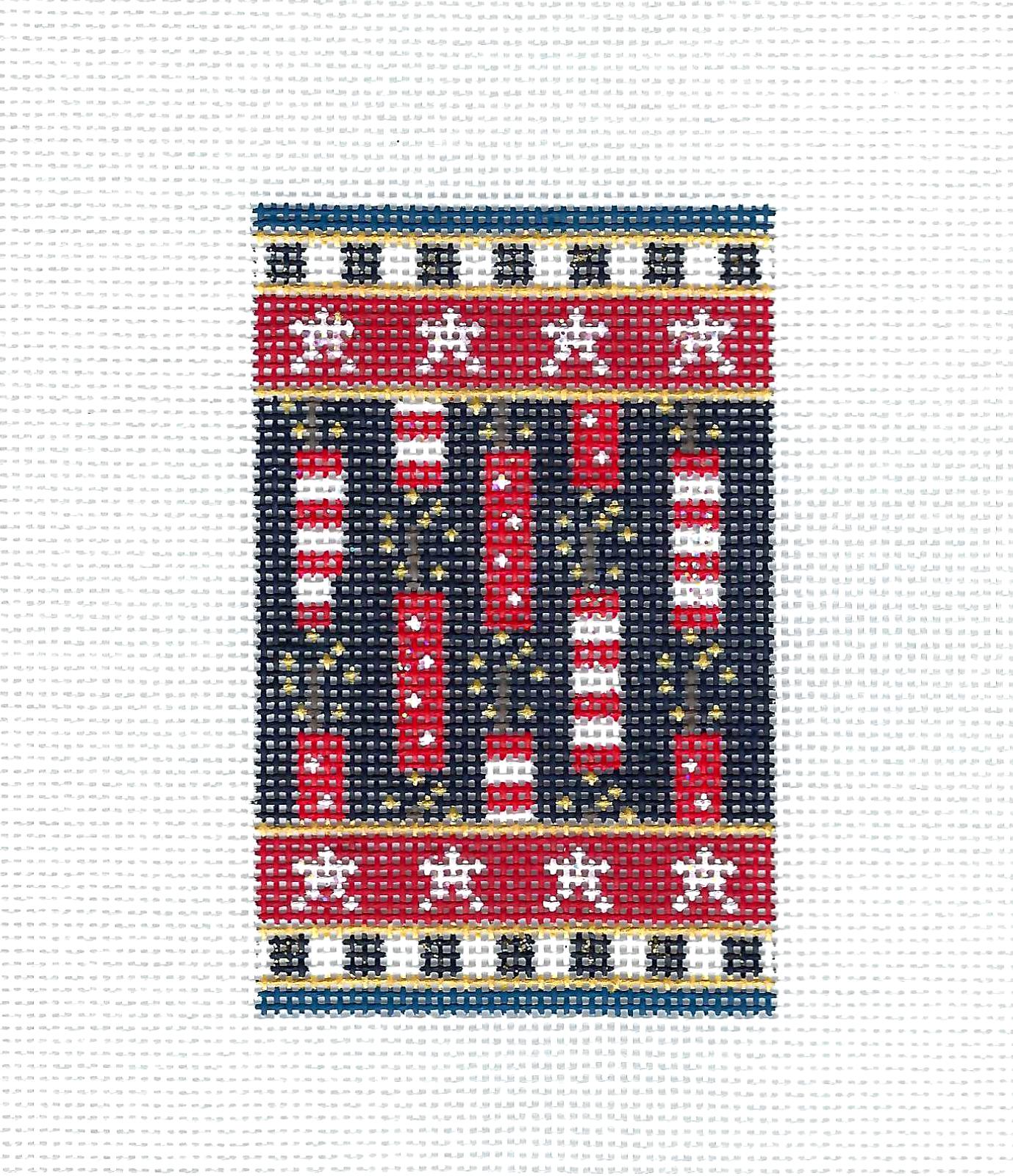 "Firecrackers"  FIRECRACKER Ornament handpainted Needlepoint Canvas by Kelly Clark