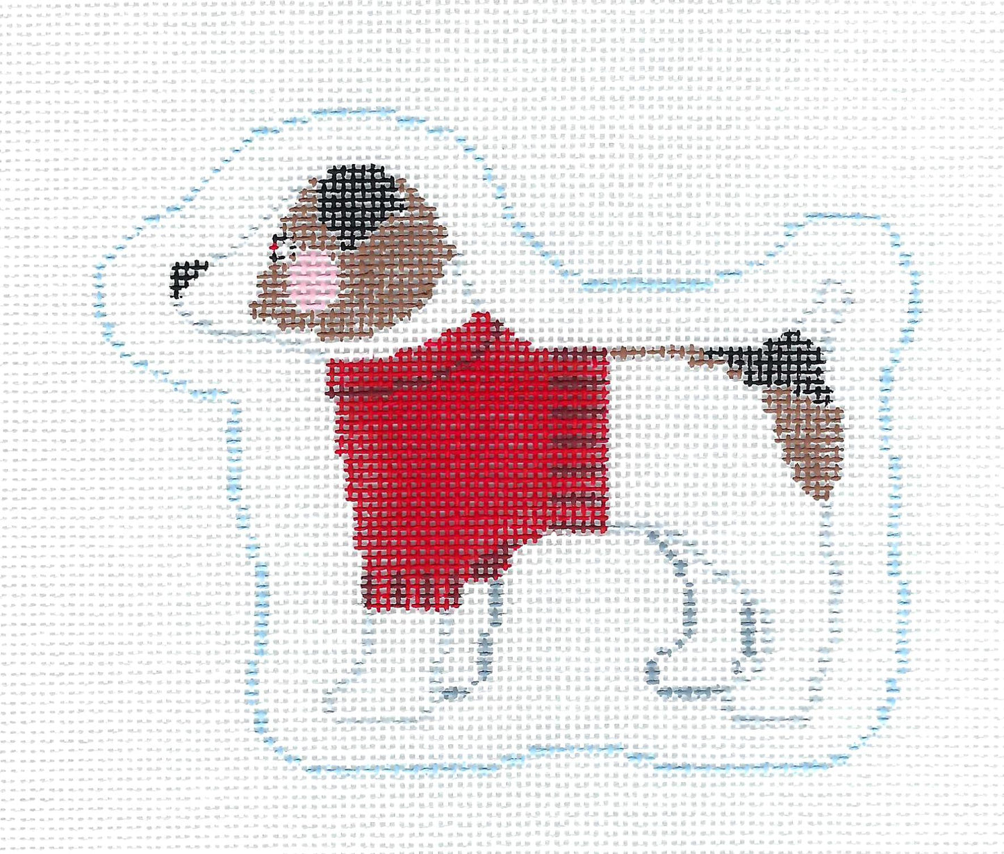 Dog Canvas ~ Jack Russell Terrier in a Red Sweater handpainted Needlepoint Canvas Ornament by Kathy Schenkel