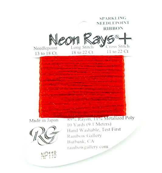 Threads ~ Neon Rays+ "Plus" #NP118 "Christmas Red" Needlepoint Stitching thread Stitching Thread - Rainbow Gallery