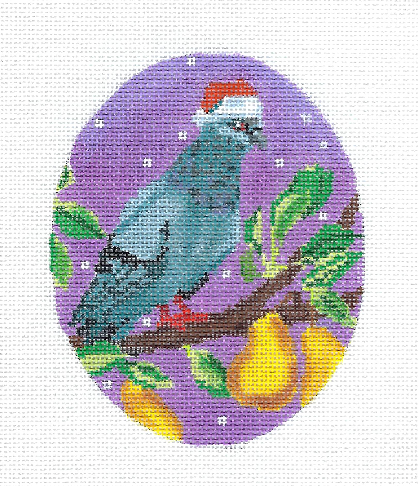 Handpainted Needlepoint Christmas Ornament with Peace Doves on sale