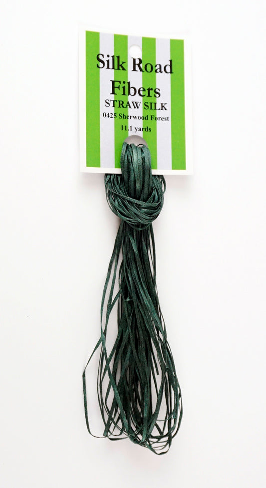 STRAW SILK #0425 Sherwood Forest Dk. Green 11.1 Yard Skein for Needlepoint by Silk Road