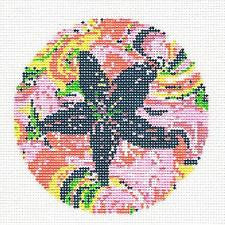 Round ~ Tropical Starfish Ornament Needlepoint Canvas handpainted by Danji Designs