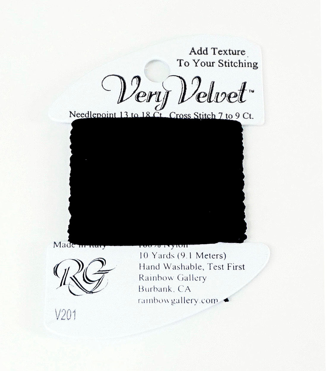 Very Velvet ~ Very Velvet #V201 "Black" 10 Yd. Needlepoint Thread by Rainbow Gallery