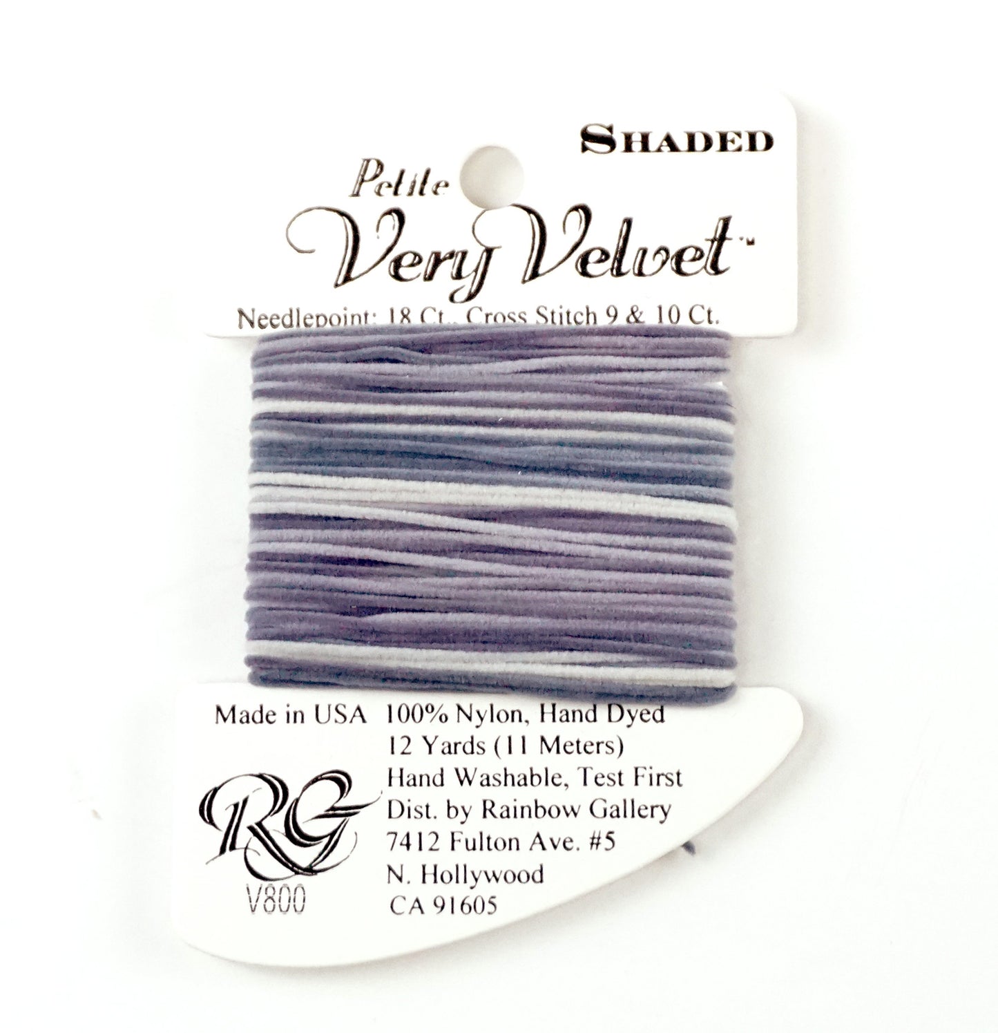 Very Velvet ~ Very Velvet Petite #V800 "Shaded Gray" 12 Yd. Needlepoint Thread by Rainbow Gallery