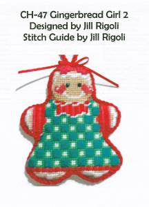 Gingerbread Girl #2 Needlepoint Canvas Ornament and Stitch Guide by Danji Designs