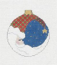 Christmas ~ Santa Crescent Moon Ornament handpainted Needlepoint Canvas by Susan Roberts